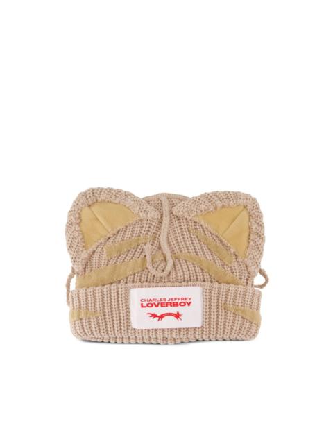 CHARLES JEFFREY LOVERBOY ears-detail logo-label beanie hat