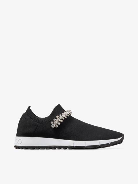 JIMMY CHOO Verona
Black Knit Trainers with Crystal Embellishment