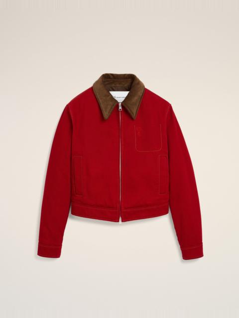 AMI Paris RED COTTON ZIPPED JACKET WITH AMI DE COEUR