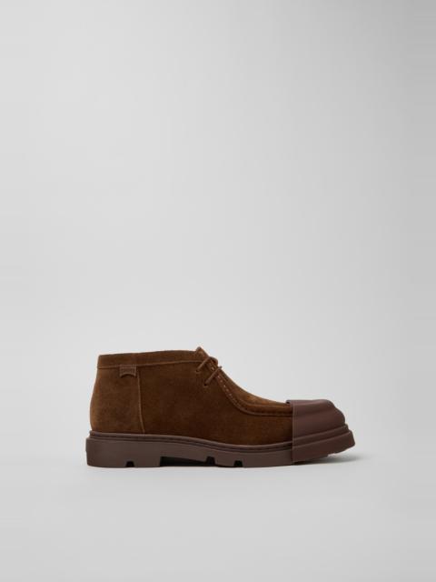 CAMPER Junction Brown Suede Ankle Boots for Women.