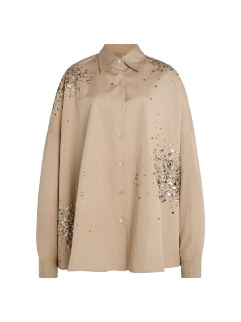 Dries Van Noten Casia Embellished Cotton-Poplin Shirt neutral
