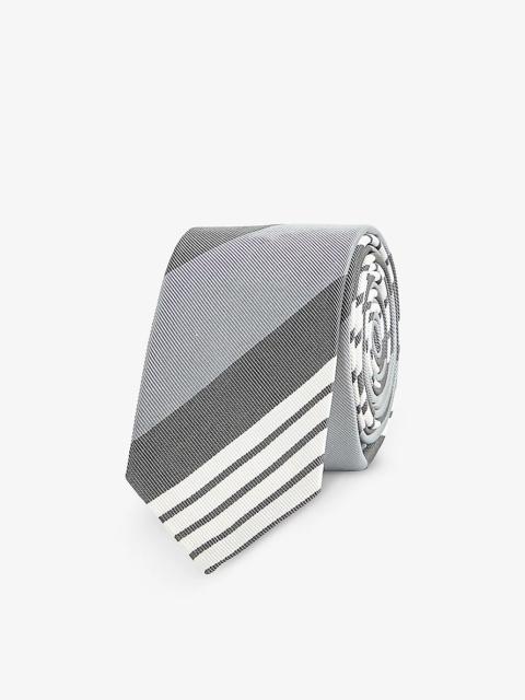 Striped silk and cotton-blend tie