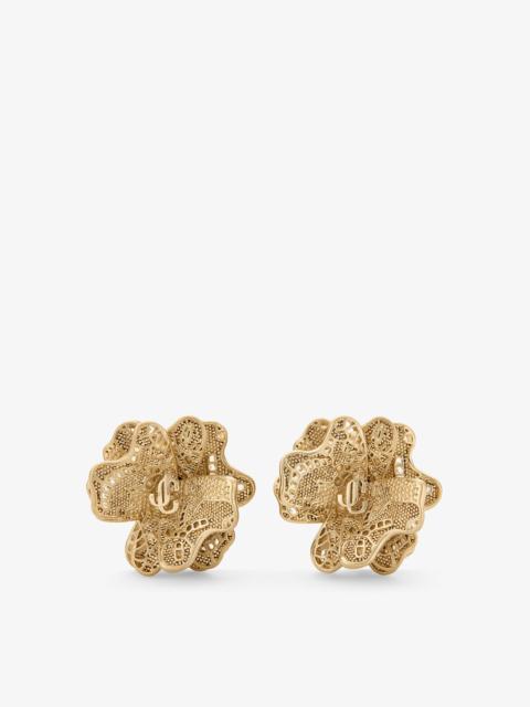 JIMMY CHOO Lace Corsage Studs
Gold Finish Metal Corsage Earrings