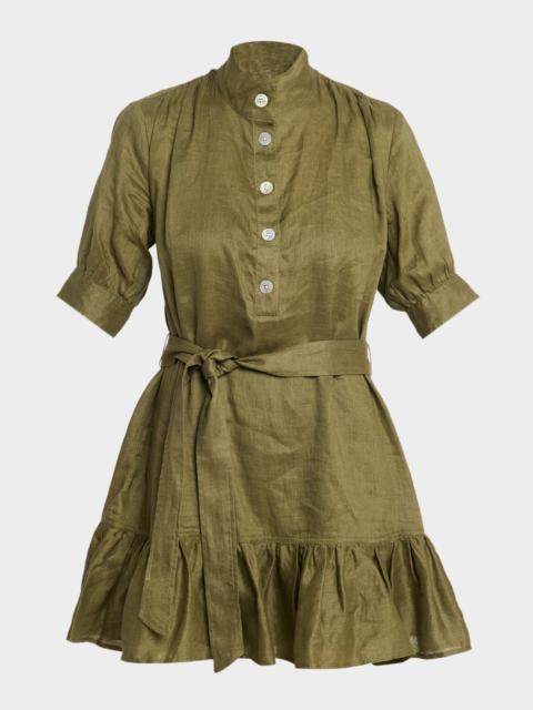 VERONICA BEARD Kaidin Belted Linen Mini Dress