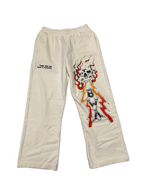 *Better With Age Lightning Skull Sweatpants "White" BWA279