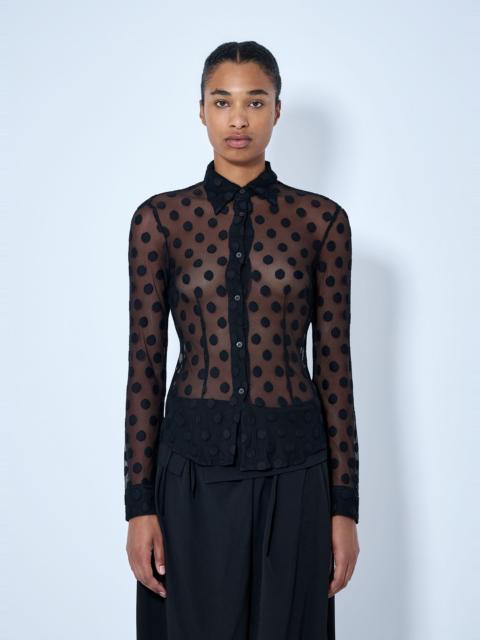 Dries Van Noten Polka-Dot Cotton-Blend Tulle Shirt