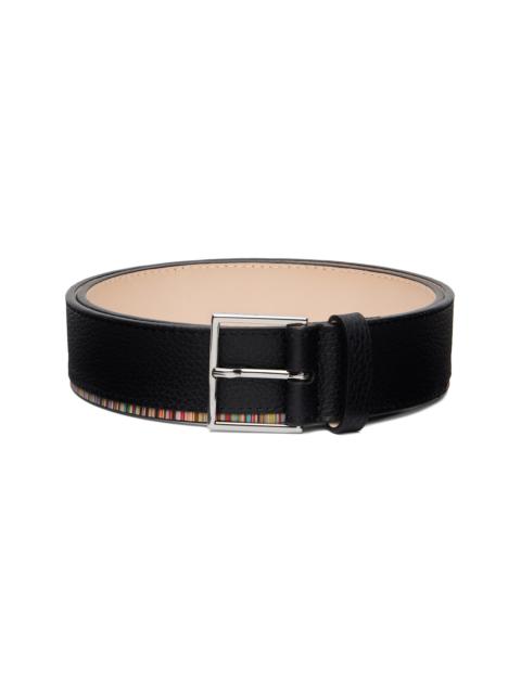 Paul Smith Black 'Signature Stripe' Edge Leather Belt