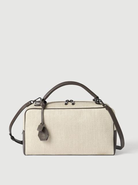 Brunello Cucinelli Explorer Boston bag in techno raffia and leather