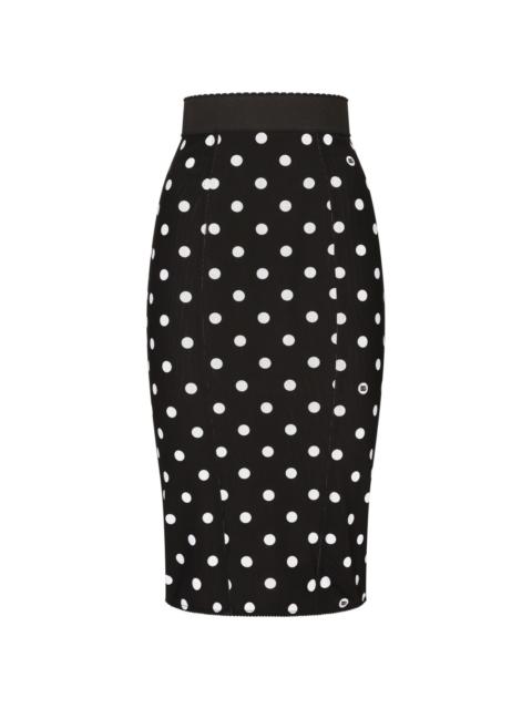 polka-dot pencil skirt