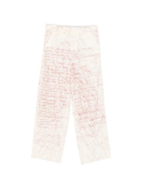 scribbled printed trousers