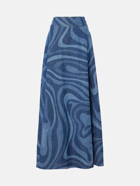 PUCCI Marmo high-rise denim maxi skirt