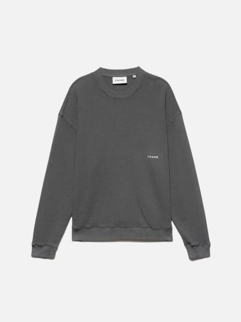 FRAME Waffle Textured Sweatshirt in Charcoal Grey
