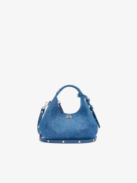 GANNI MINI HOBO BAG WITH STUDS IN DENIM
