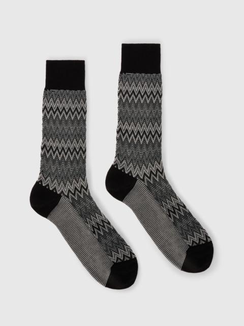 Missoni Mid-length cotton-blend socks with dégradé zigzag