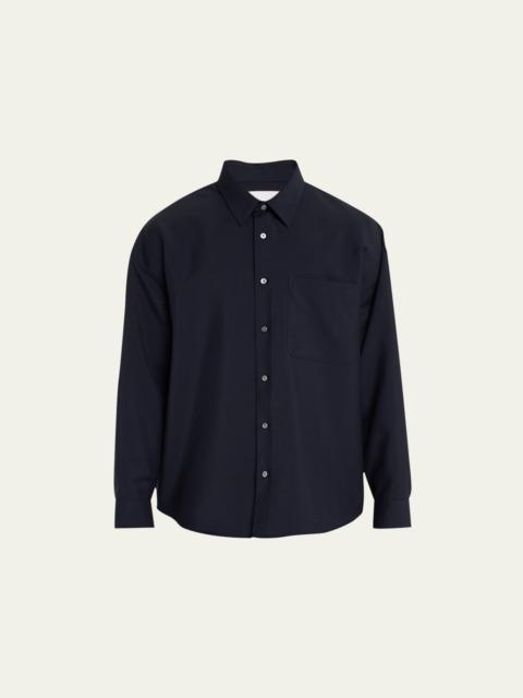 FRAME Men's Relaxed Wool-Mohair Button-Down Shirt