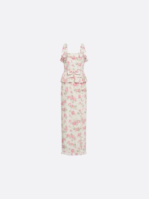 Alessandra Rich FLORAL-PRINT SILK DRESS WITH RUFFLES