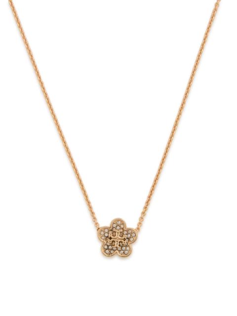 TORY BURCH Tory Burch Forget Me Not Floral Pavé 18kt Gold-plated Necklace