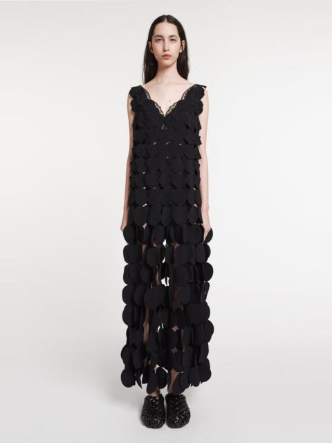 MULTI CIRCLE LAYERED DRESS WITH LACE INSERT BLACK