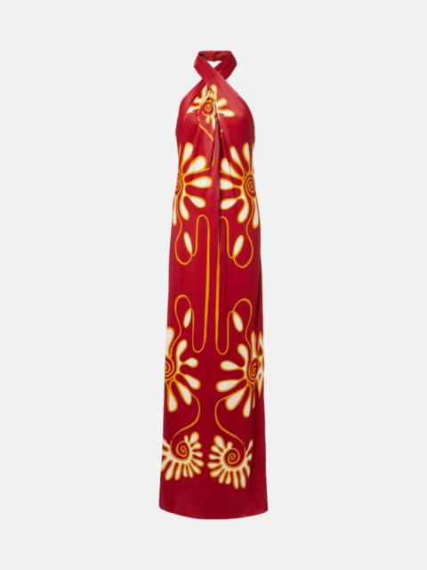 CALA de la CRUZ Oliviera printed halterneck maxi dress