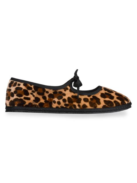 ViBi Venezia Women's Timeless Brigitte Tiepolo Leopard Cotton Velvet Slippers - Tiepolo