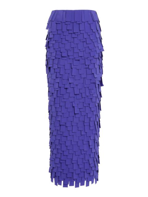 Rectangle-Appliquéd Crepe Midi Skirt purple