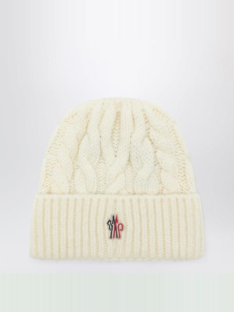 Moncler Grenoble Ivory white beanie in wool blend