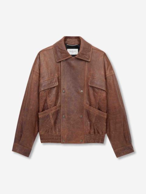 SAINT LAURENT CROSSED LEATHER JACKET
