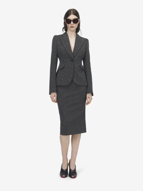 Alexander McQueen Flecked Pinstripe Slashed Zip Pencil Skirt