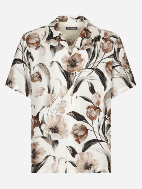 Dolce & Gabbana Silk Hawaiian shirt with tulip print