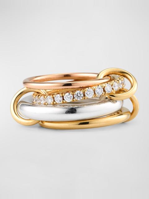 Spinelli Kilcollin 18K Mixed Gold and Sterling Silver 4-Band Ring with Diamonds