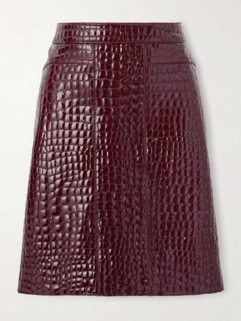 Croc-effect patent-leather skirt