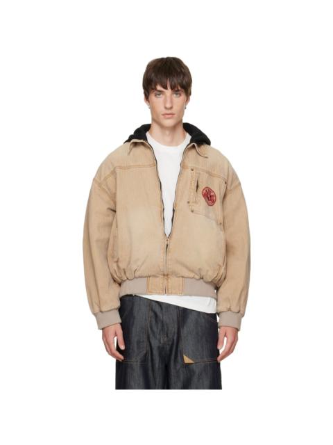 We11done Tan Hooded Herringbone Jacket