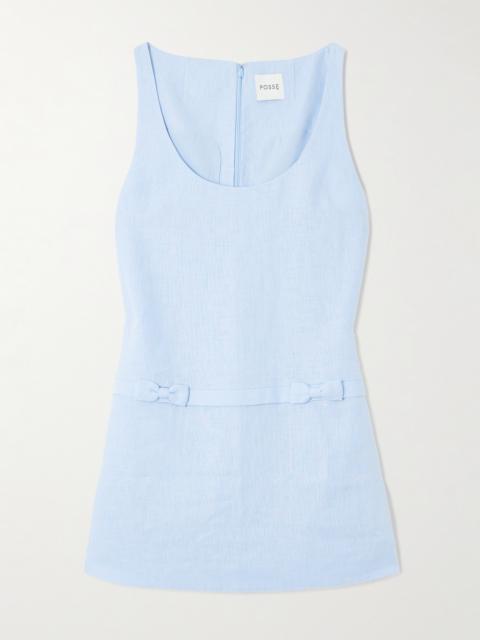 POSSE Harper Bow-detailed Linen Mini Dress