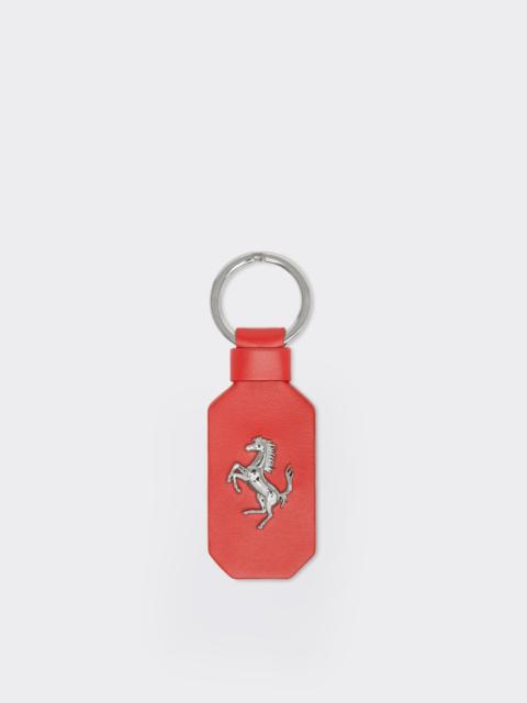 Ferrari Leather Keyring with Prancing Horse