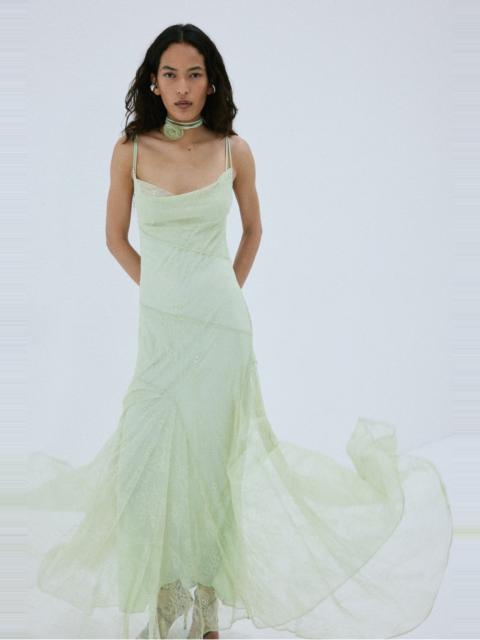 De La Vali CALIMA MAXI DRESS IN MINT GREEN FINE LACE
