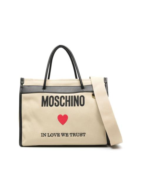 Moschino logo-embroidered canvas tote bag