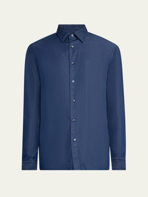 Brioni Men's Cotton Denim Casual Button-Down Shirt