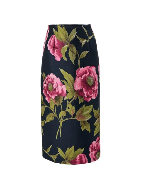 CAROLINA HERRERA peony-jacquard midi pencil skirt