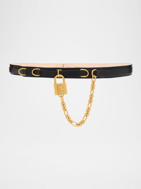 Balmain Sync Narrow Leather Belt