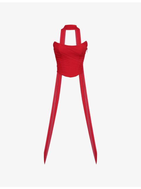 House of CB Hallie Corset Stretch-Mesh Top
