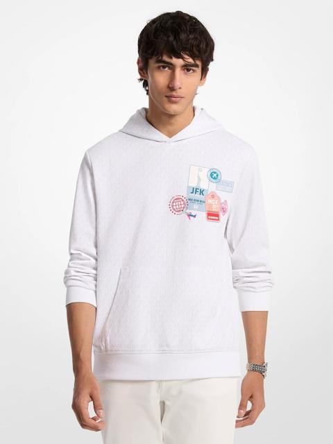 MICHAEL KORS Embellished Signature Logo Cotton Blend Hoodie