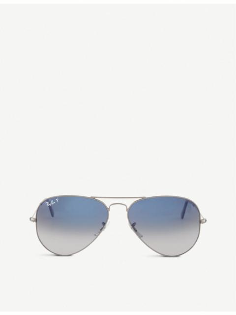 Ray-Ban Original aviator gunmetal-frame sunglasses with gradient blue lenses RB3025 58