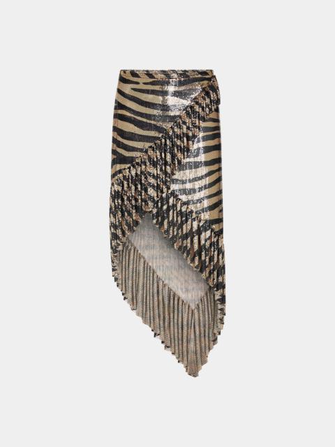 Paco Rabanne LONG PIXEL SKIRT WITH TIGER PRINT