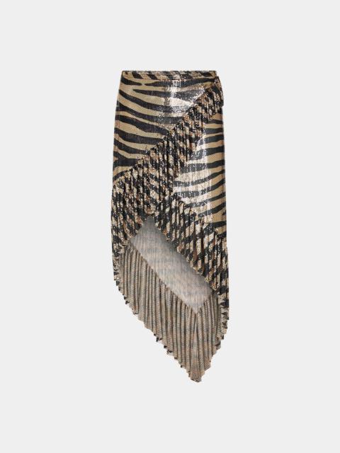 rabanne LONG PIXEL SKIRT WITH TIGER PRINT
