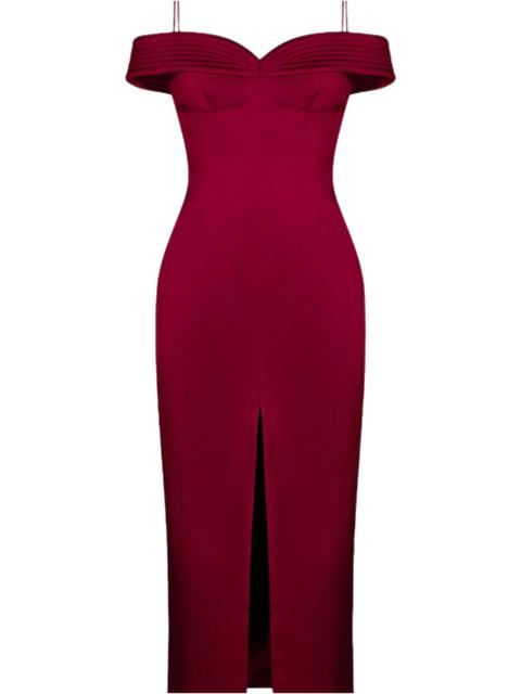 RASARIO OFF SHOULDER SLEEVELESS MIDI DRESS