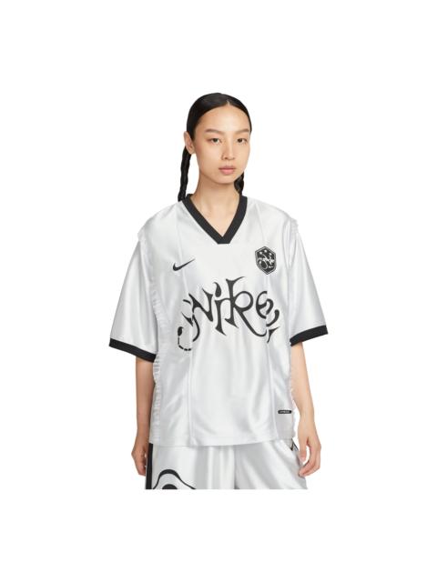 Nike (WMNS) Nike Short-Sleeved Patterned Knit Jersey Relaxed Fit 'Metallic Silver' II1939-095