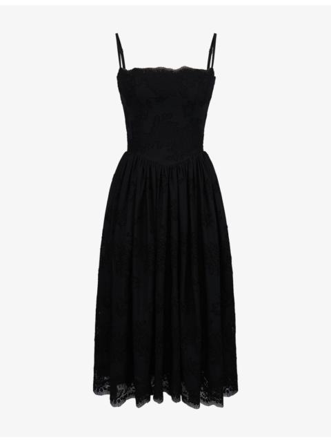House of CB Chloe Broderie-Anglaise Cotton-Blend Midi Sundress