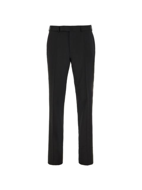 pressed-crease tapered trousers
