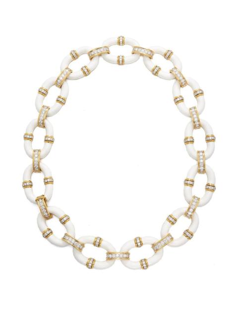DAVID WEBB Diamond White Oval Link Necklace