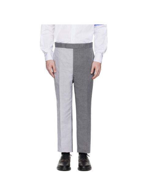 Thom Browne Gray University Stripe Linen Cotton Trousers